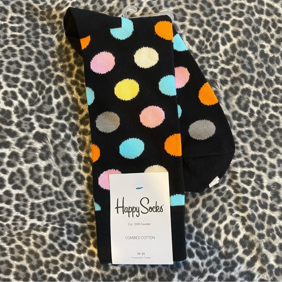 Happy Sock Big Dot Black Multicolor Socks NWT Polka Dot - Picture 10 of 10